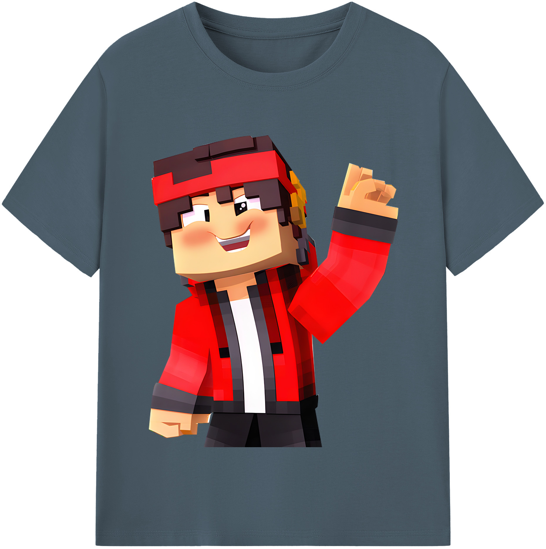 （画像用） マインクラフト ブロックの世界 Minecraft MC Block world 綿100％半袖Tシャツ（フロントプリント）